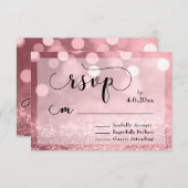 Rose Gold Glitzer Bokeh und Typografie UAWG RSVP Karte (Vorne/Hinten)