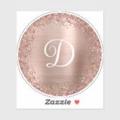 Rose Gold Glitzer Border and Foil Circle Monogramm Aufkleber (Blatt)