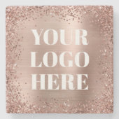 Rose Gold Glitzer Border and Foil Logo Steinuntersetzer (Vorderseite)