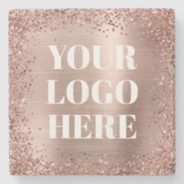 Rose Gold Glitzer Border and Foil Logo Steinuntersetzer
