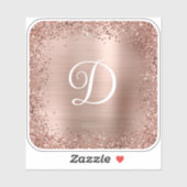 Rose Gold Glitzer Border and Foil Monogram Aufkleber (Blatt)