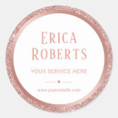 Rose Gold Glitzer Border Beauty Salon Werbeaktion Runder Aufkleber (Vorderseite)