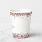 Rose Gold Glitzer Border Names Engagement Partei Pappbecher (Links)