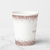 Rose Gold Glitzer Border Names Engagement Partei Pappbecher (Rechts)