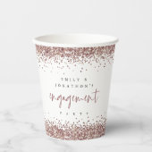 Rose Gold Glitzer Border Names Engagement Partei Pappbecher (Vorderseite)
