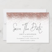 Rose Gold Glitzer Border Wedding Save The Date (Vorderseite)