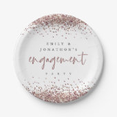 Rose Gold Glitzer Borders Names Engagement Party Pappteller (Vorderseite)