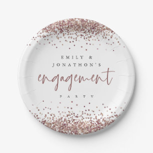 Rose Gold Glitzer Borders Names Engagement Party Pappteller