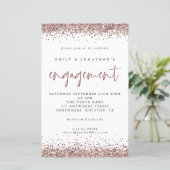 Rose Gold Glitzer Borders Verlobung Einladung (Stehend Vorderseite)