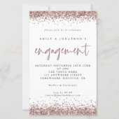 Rose Gold Glitzer Borders Verlobung Einladung (Vorderseite)