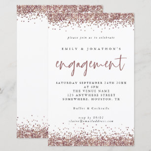 Rose Gold Glitzer Borders Verlobung Einladung