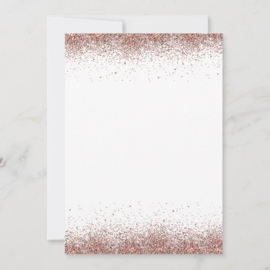 Rose Gold Glitzer Borders Wedding Abend Einladung (Rückseite)