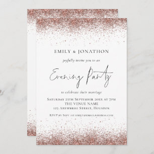 Rose Gold Glitzer Borders Wedding Abend Einladung