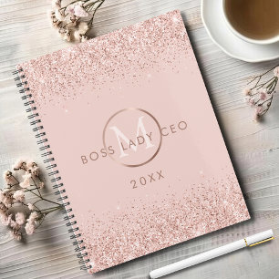 Rose Gold Glitzer Boss Lady CEO Blush Pink Planer
