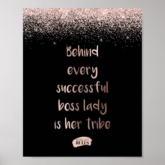 Rose Gold Glitzer Boss Lady Motivierend Zitat Poster (Vorne)