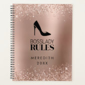 Rose Gold Glitzer Boss Lady Stiletto Logo Planer (Vorderseite)