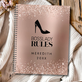 Rose Gold Glitzer Boss Lady Stiletto Logo Planer