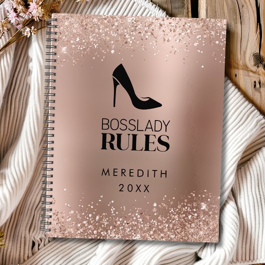 Rose Gold Glitzer Boss Lady Stiletto Logo Planer
