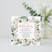 Rose Gold Glitzer Bouquet Geburtstagsparty Einladung (Stehend Vorderseite)