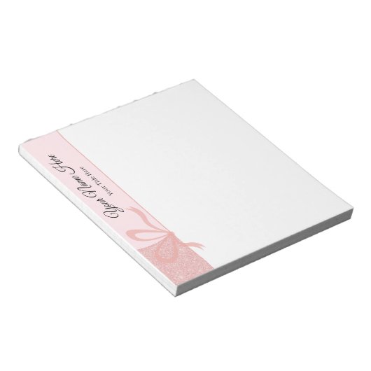 Rose Gold Glitzer Bow Custom Note Pad Notizblock (angewinkelt)