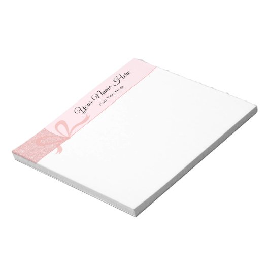 Rose Gold Glitzer Bow Custom Note Pad Notizblock (Rotiert)