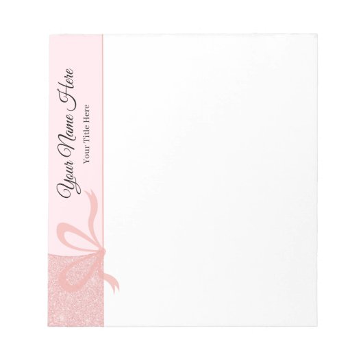 Rose Gold Glitzer Bow Custom Note Pad Notizblock (Vorderseite)