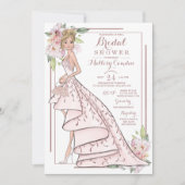 Rose Gold Glitzer Brautdusche Einladung (Vorderseite)