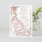 Rose Gold Glitzer Brautdusche Einladung (Stehend Vorderseite)