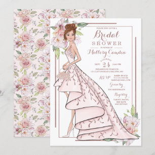 Rose Gold Glitzer Brautdusche Einladung