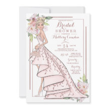 Rose Gold Glitzer Brautdusche Einladung