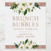Rose Gold Glitzer Brautparty Brunch & Bubbles Weinetikett (Einzelnes Label)