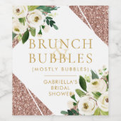 Rose Gold Glitzer Brautparty Brunch & Bubbles Weinetikett (Einzelnes Label)