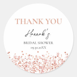 Rose Gold Glitzer Brautparty vielen Dank Runder Aufkleber