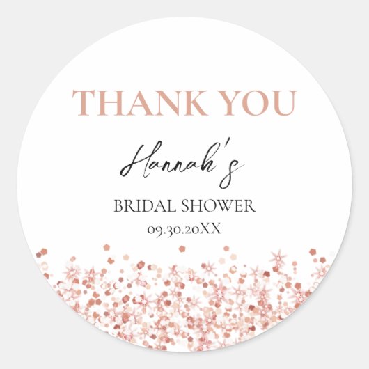 Rose Gold Glitzer Brautparty vielen Dank Runder Aufkleber (Vorderseite)