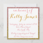 Rose Gold Glitzer Bridal Dusche Einladungen (Rückseite)