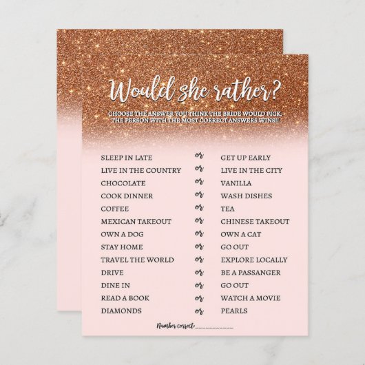 Rose Gold Glitzer Bridal würde sie eher spielen (Vorne/Hinten)