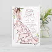 Rose Gold Glitzer Bride Bridal Dusche Einladung (Stehend Vorderseite)