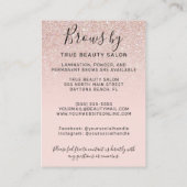 Rose Gold Glitzer Brows Aftercare-Symbol Visitenkarte (Rückseite)