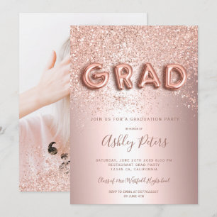 Rose Gold Glitzer Buchstaben Folie Foto Abschluss Einladung