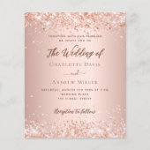 Rose Gold Glitzer Budget Hochzeitseinladung (Vorderseite)
