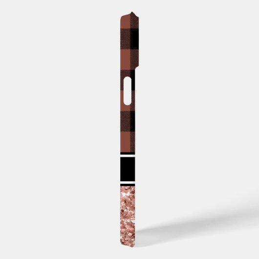 Rose Gold Glitzer Buffalo Kariert Monogram Case-Mate iPhone Hülle (Rückseite / Rechts)