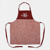 Rose Gold Glitzer Burgundy Monogram Personalisiert Schürze (Vorderseite)