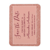 Rose Gold Glitzer Burgundy Sweet 16 Save the Date Magnet (Vertikal)