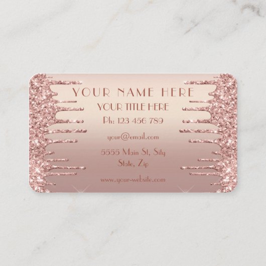 Rose Gold Glitzer Business Card Design Ihre eigene Visitenkarte (Rückseite)
