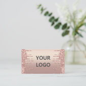 Rose Gold Glitzer Business Card Design Ihre eigene Visitenkarte (Stehend Vorderseite)
