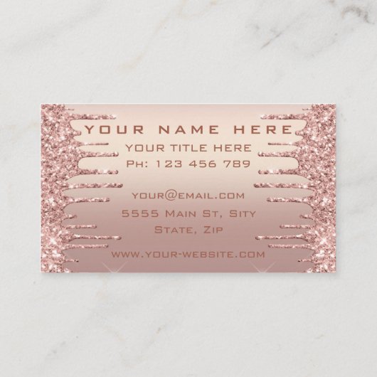 Rose Gold Glitzer Business Card Design Ihre eigene Visitenkarte (Rückseite)