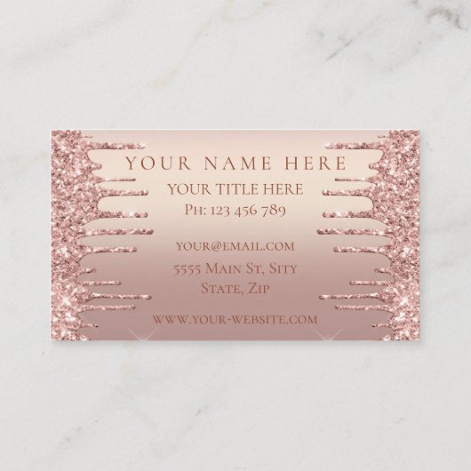 Rose Gold Glitzer Business Card Ihr eigenes Design Visitenkarte (Rückseite)