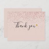 Rose Gold Glitzer Business Dankeskarte (Vorne/Hinten)