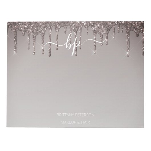 Rose Gold Glitzer Business Staff Monogram Notizblock (Vorderseite)