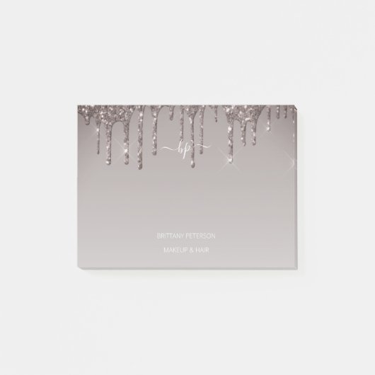 Rose Gold Glitzer Business Staff Monogram Post-it Klebezettel (Vorderseite)